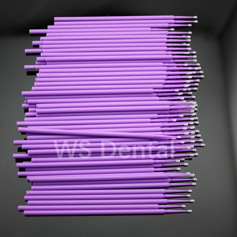 100Pc Dental Micro Applicator Tips Cleaning Brush Disposable Microbrush Bendable
