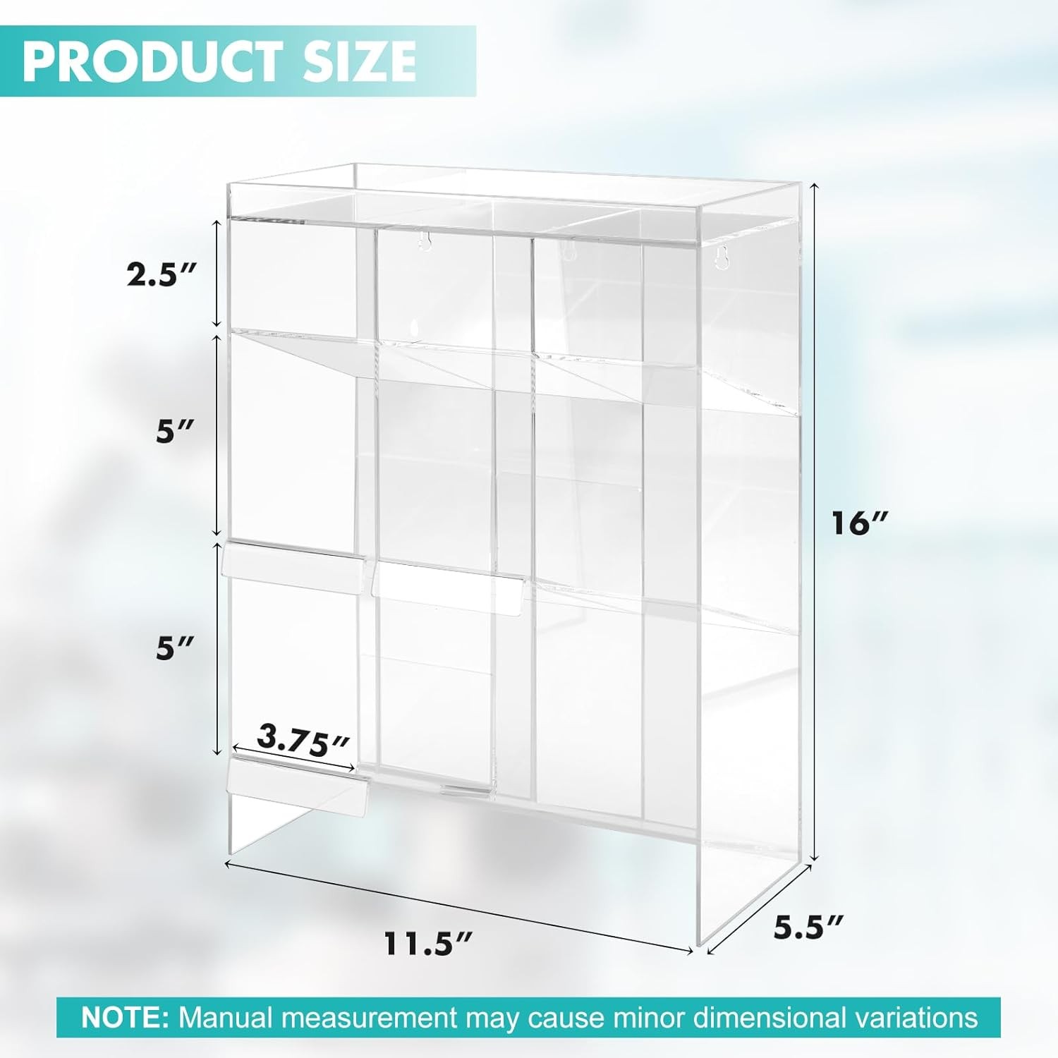 Clear Acrylic Tube Rack with 9 Compartment and 3Pull Out Trays Large Tube Holder