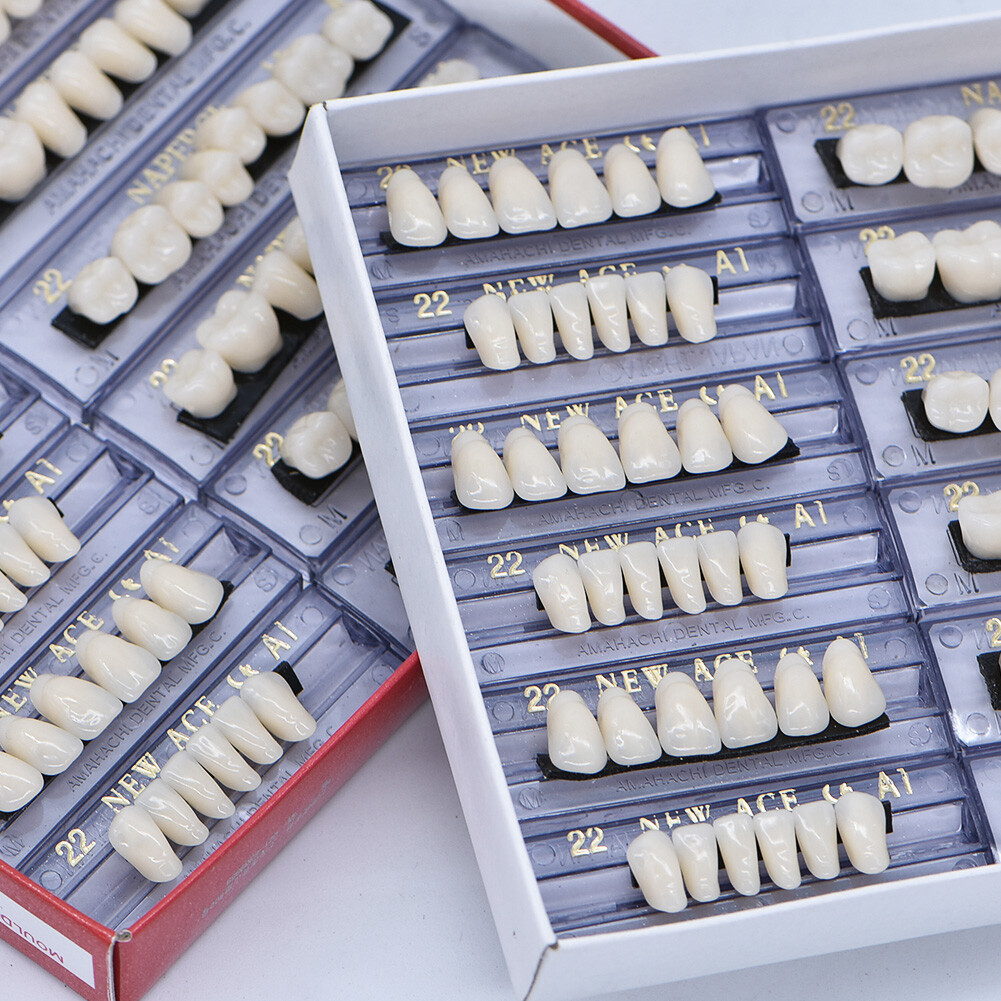 1-6 Box Dental Acrylic Resin Denture 22# A1 Full Set Teeth Upper Lower Shade HOT