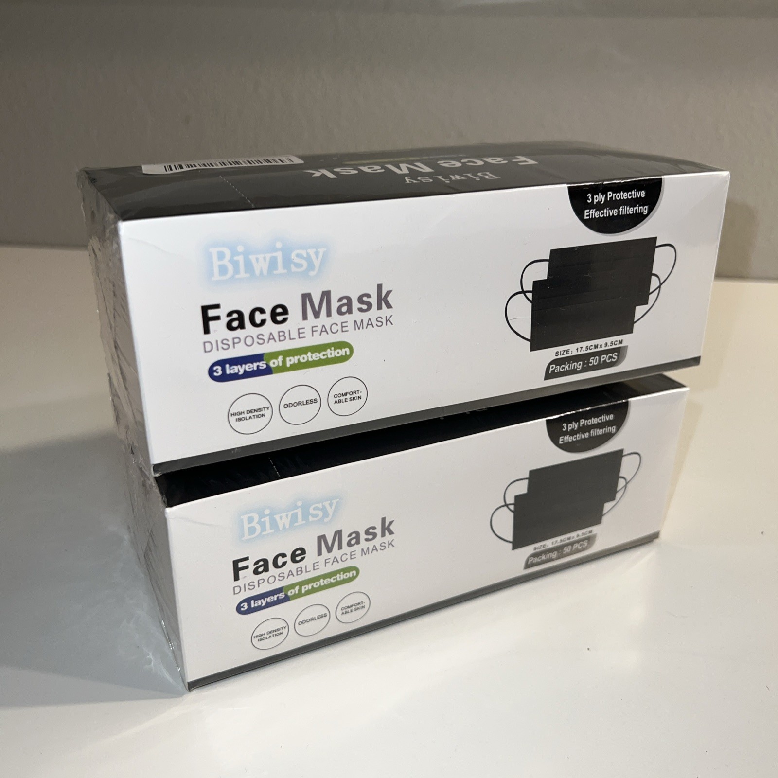 50/100Pcs Black KN95 Face Mask 3 Layer BFE 95% Disposable Respirator USA Seller