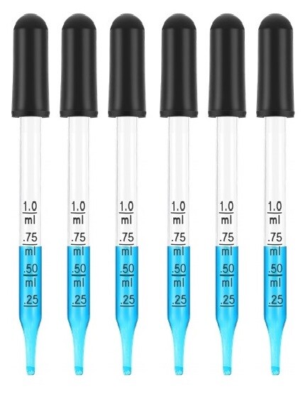 Pack of 6 Medicine Art Essential Oils Eye Dropper Graduated 4″ Straight Tip 1ml