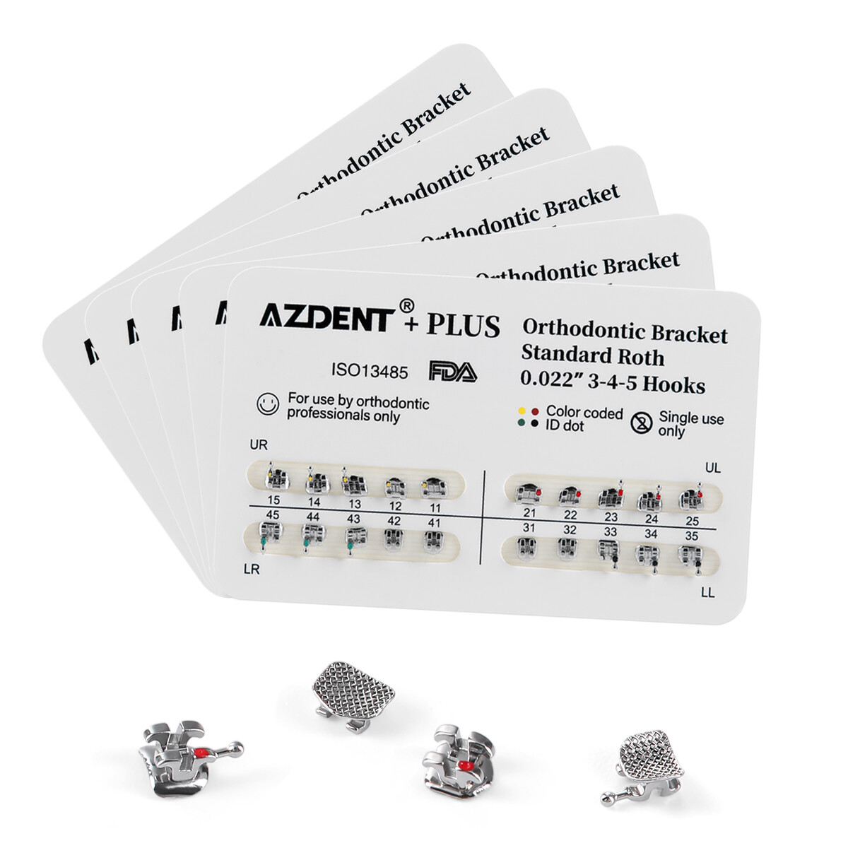 10X AZDENT Plus Dental Orthodontic Brackets Braces Roth.022 Hook 3 4 5 Mesh Base