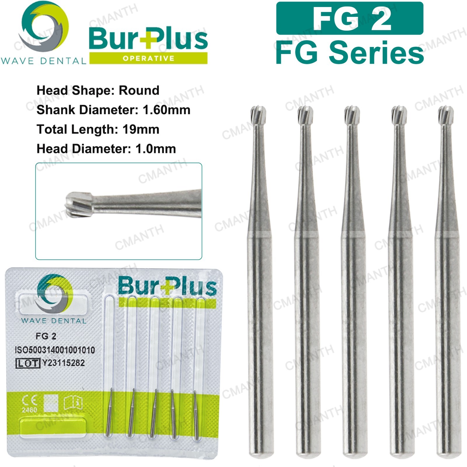WAVE Dental Burs FG 1-10 Surgical Carbide Bur Friction Grip Round For High Speed