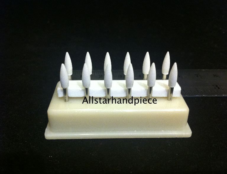 Dental White Polishing Stones – Flame FL2 FG – Arkansas Stone – Meta – 12 pieces