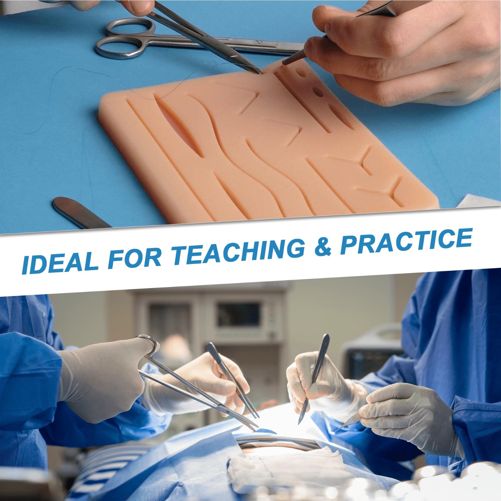 Suture Practice Kit – 240g Silicone Pad, Reusable Stitching Set, 14 Patterns, Tr