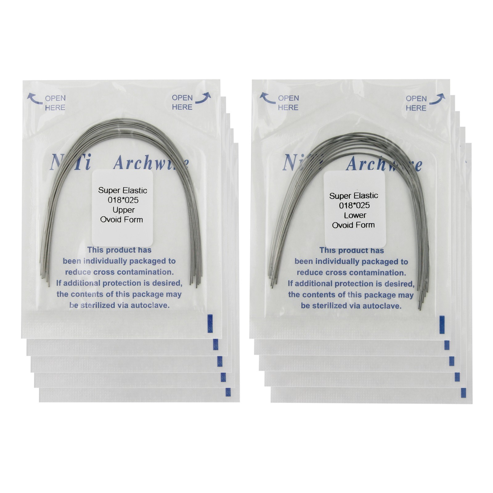 Dental Orthodontic Arch Wires Niti Stainless Steel Ovoid Natural Form 100pcs U/L