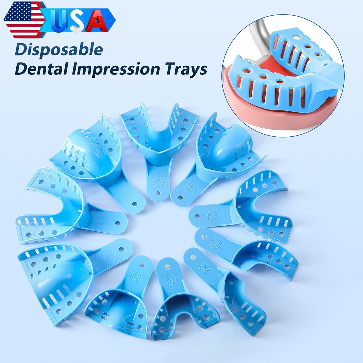 Dental Impression Trays Perforated Plastic Disposable (CHOOSE SIZE) 12 Trays/Bag