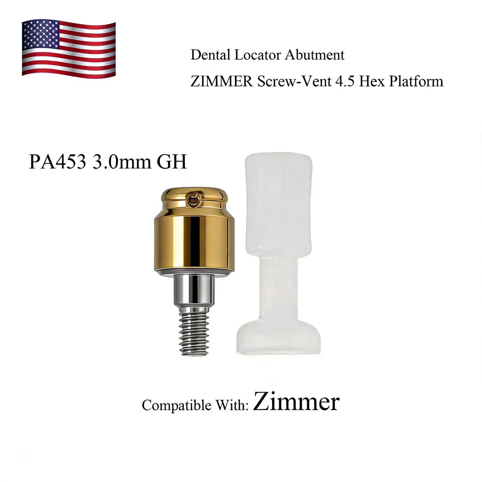 US Dental Zest Locator Abutment for Zimmer Screw-vent 4.5 Internal-Hex Platform