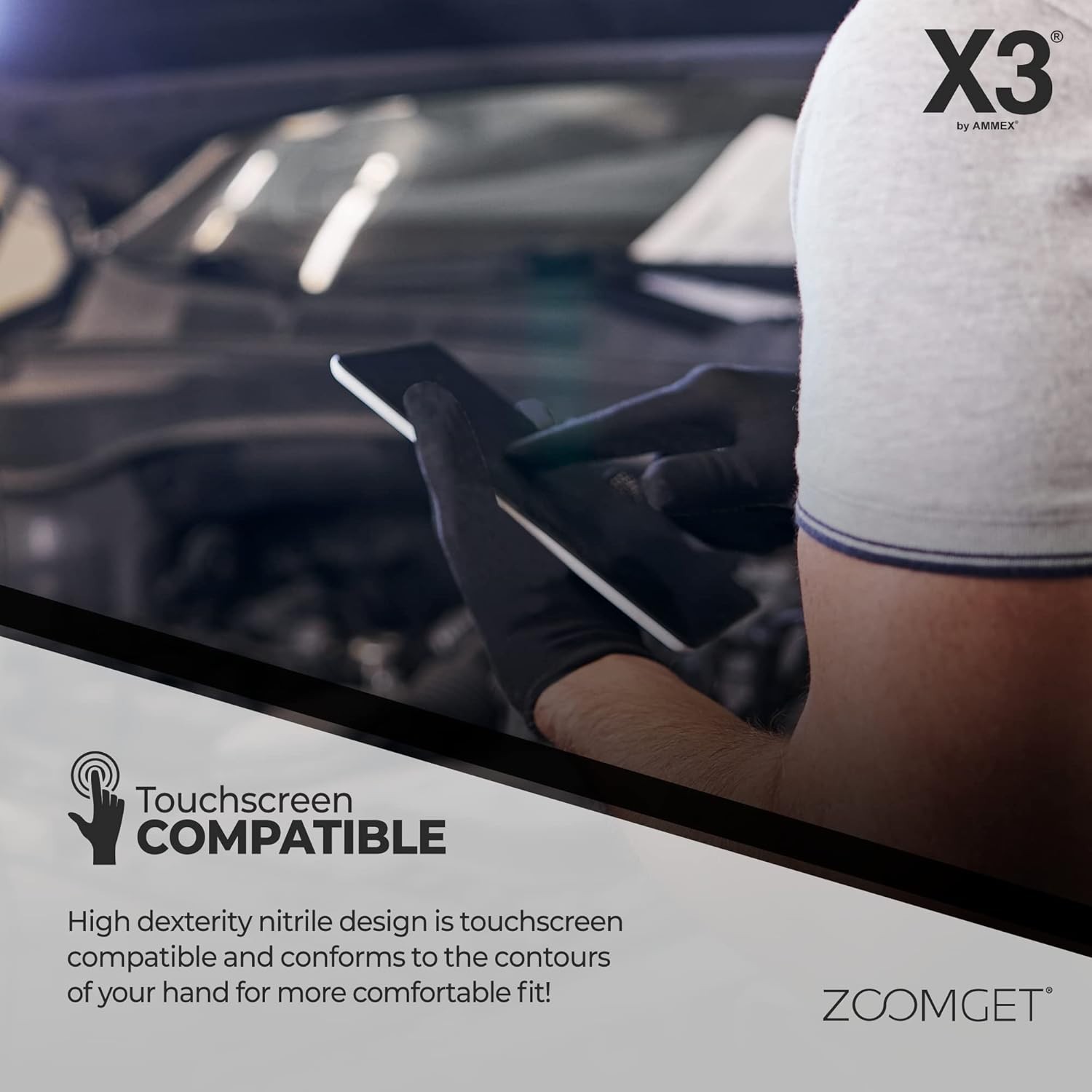 Ambidextrous Nitrile Gloves, Black, 3 Mil, 100 Count for Cleaning and Cooking