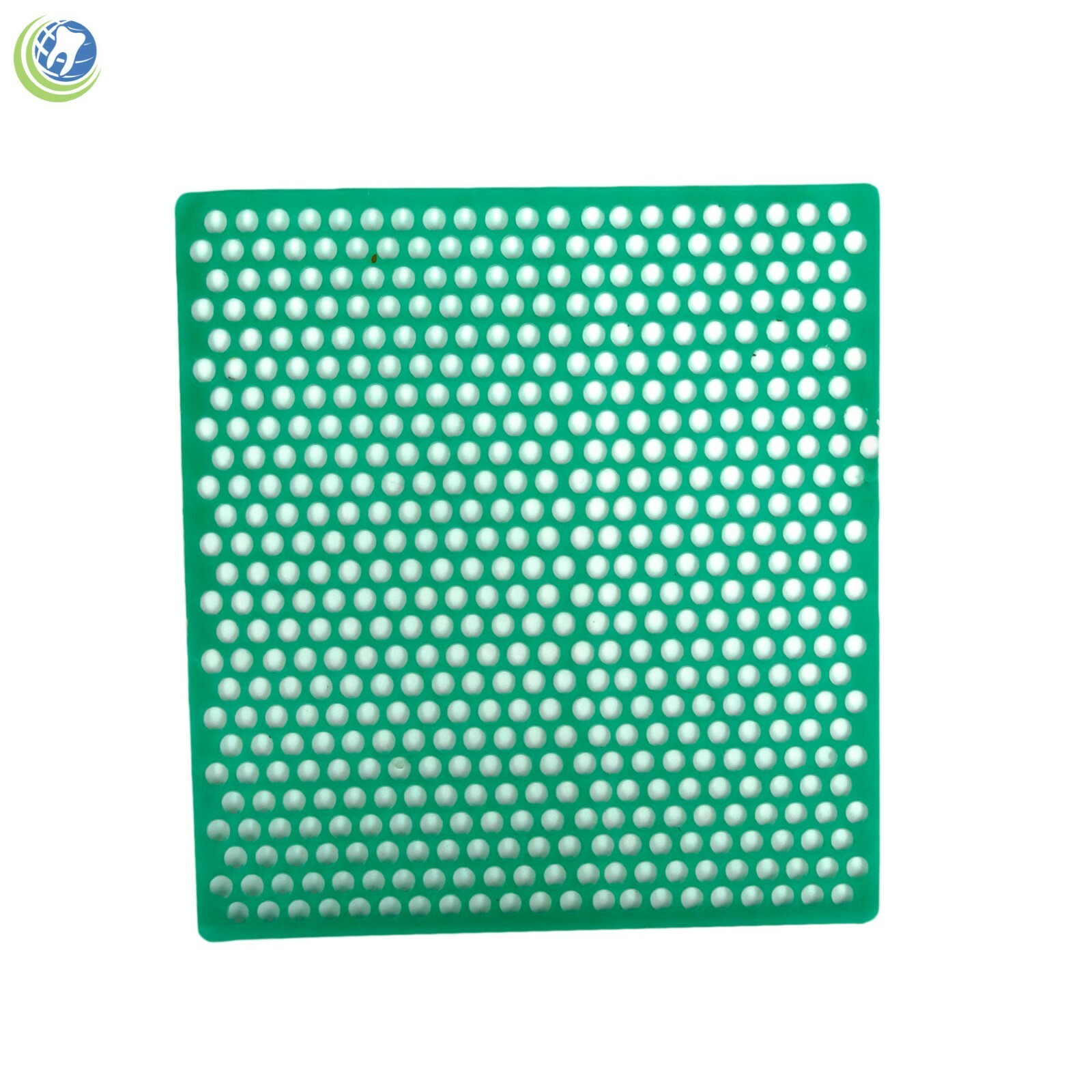 Wax Retention Mesh Patterns Grids with Round Border Color Green 20 Sheets 3”x3″