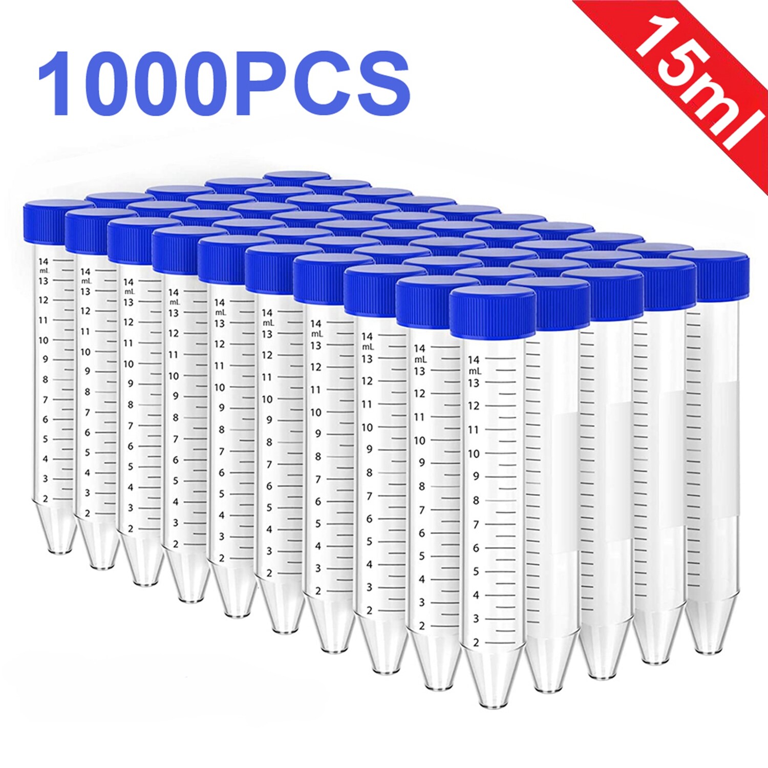 1000Pcs Sterile 15mL/50mL Centrifuge Tubes Flat Screw Caps Conical Polypropylene