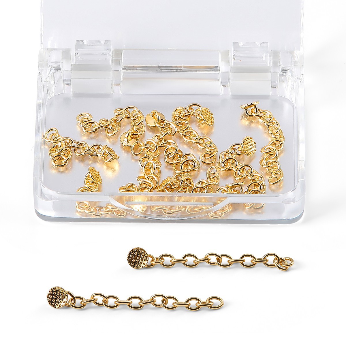 Dental Orthodontic Lingual Button Chain (Gold) Mono Round Mesh Base 10Pcs/Pack