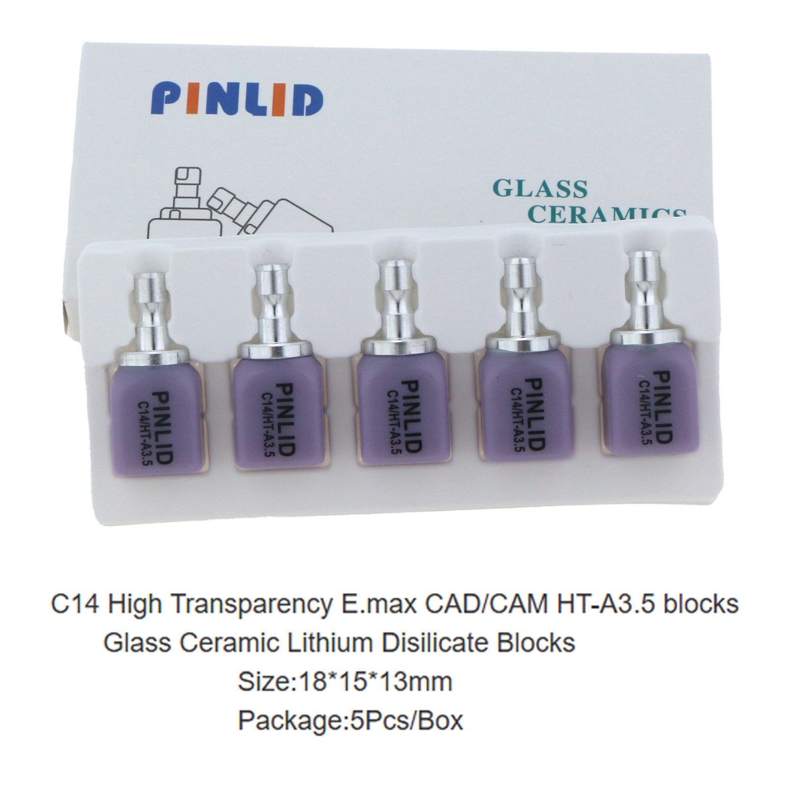Dental IPS e.max CAD CEREC Block InLab HT A3.5 C14 Lithium Disilicate Block 5/Pk