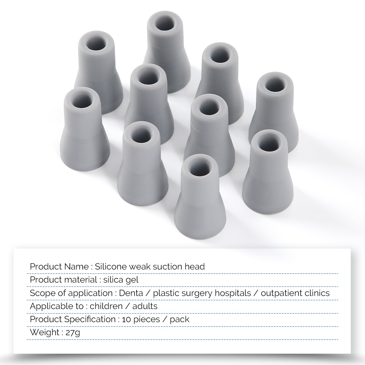 Dental Saliva Ejector Weak Suction Rubber Snap Tip Adapter Replacement 10Pcs/bag