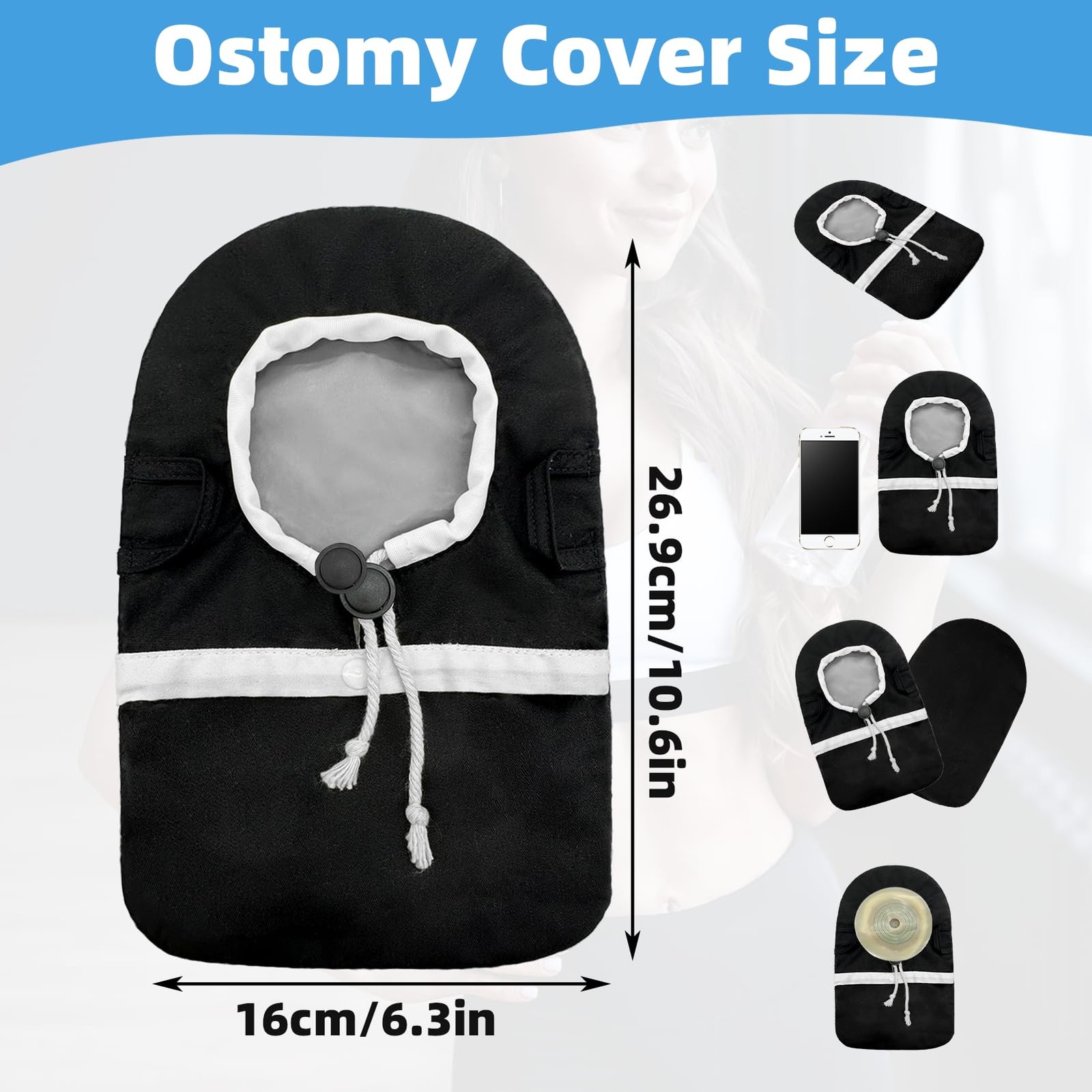 JFHNMLW Ostomy Bag Covers, Belt for Men & General Belt, Black