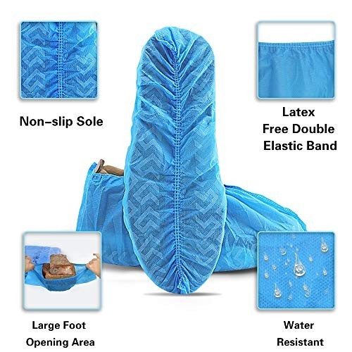 200 Pack (100 Pairs) Disposable Boot & Shoe Covers Non-Slip Durable Indoor Pro