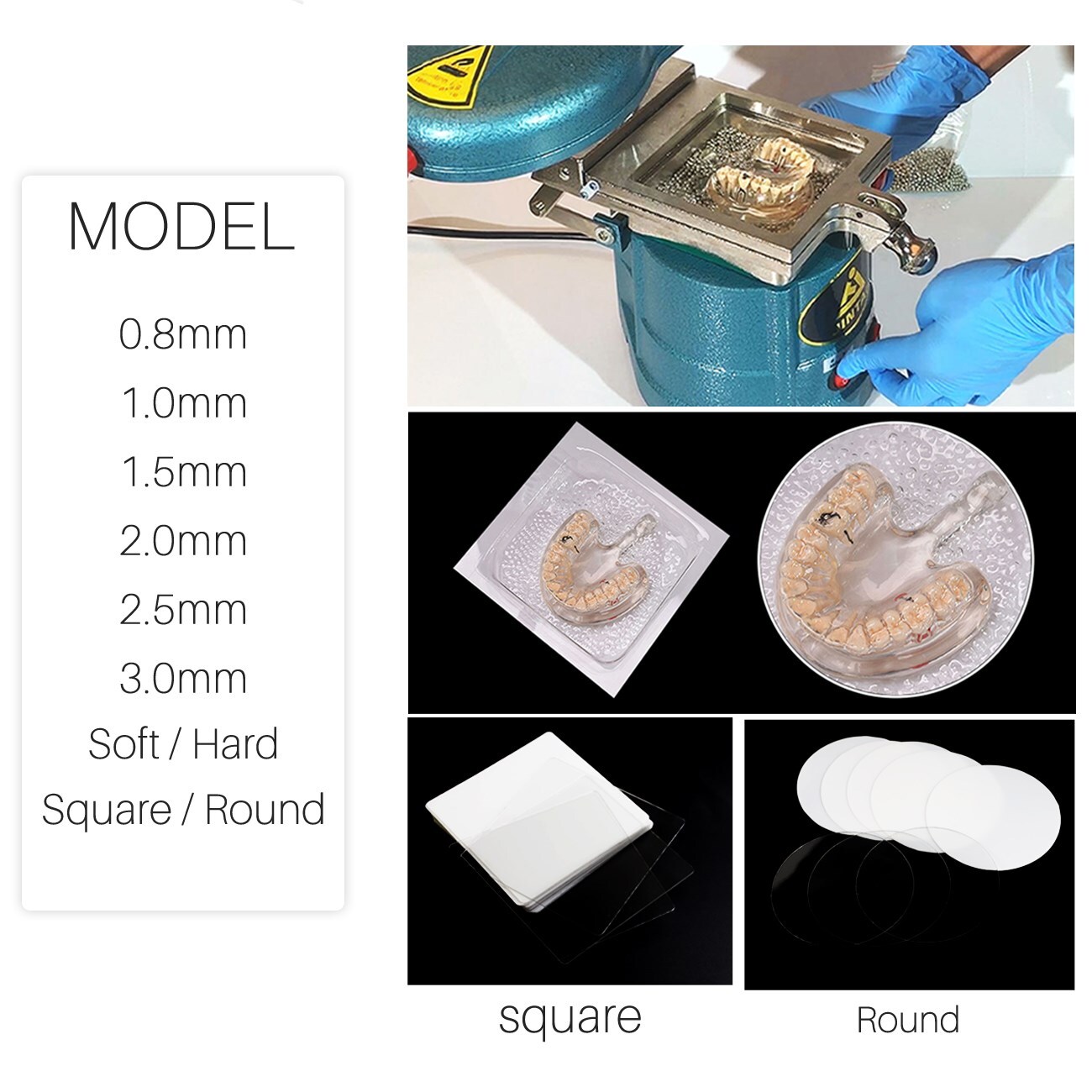 Dental Thermoforming Material Round Hard Vacuum Forming Sheet Splint 2.0mm USA