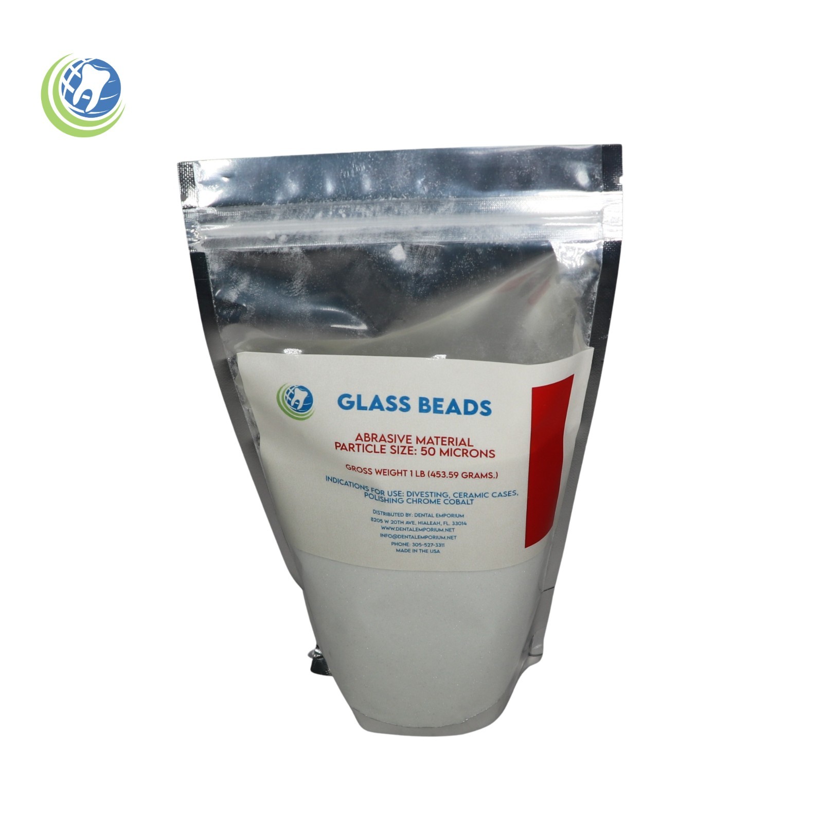 Glass Beads Abrasive Material for Ceramic Chrome Cobalt Polishing 1 Lb. 50Micron