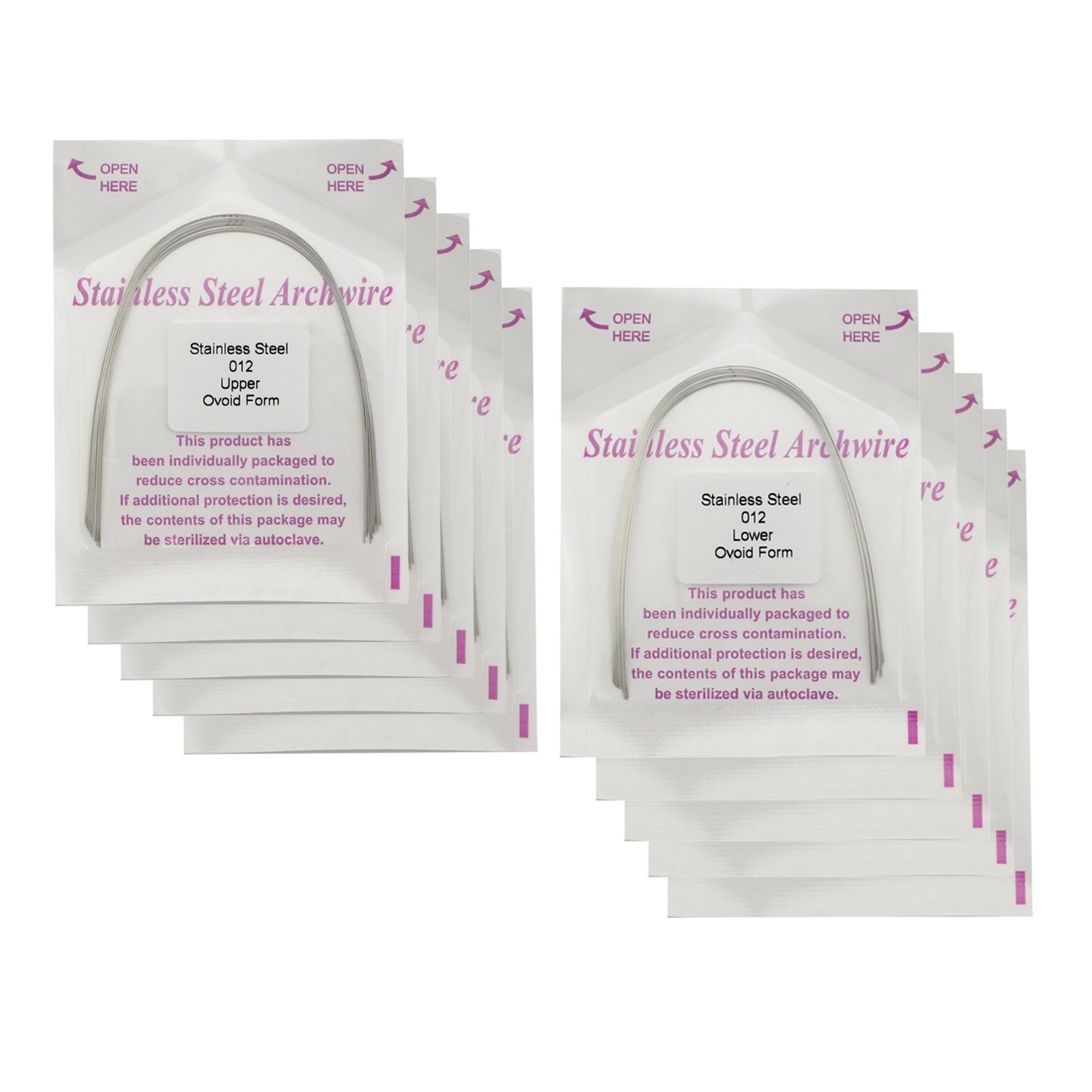 Dental Orthodontic Arch Wires Niti Stainless Steel Ovoid Natural Form 100pcs U/L
