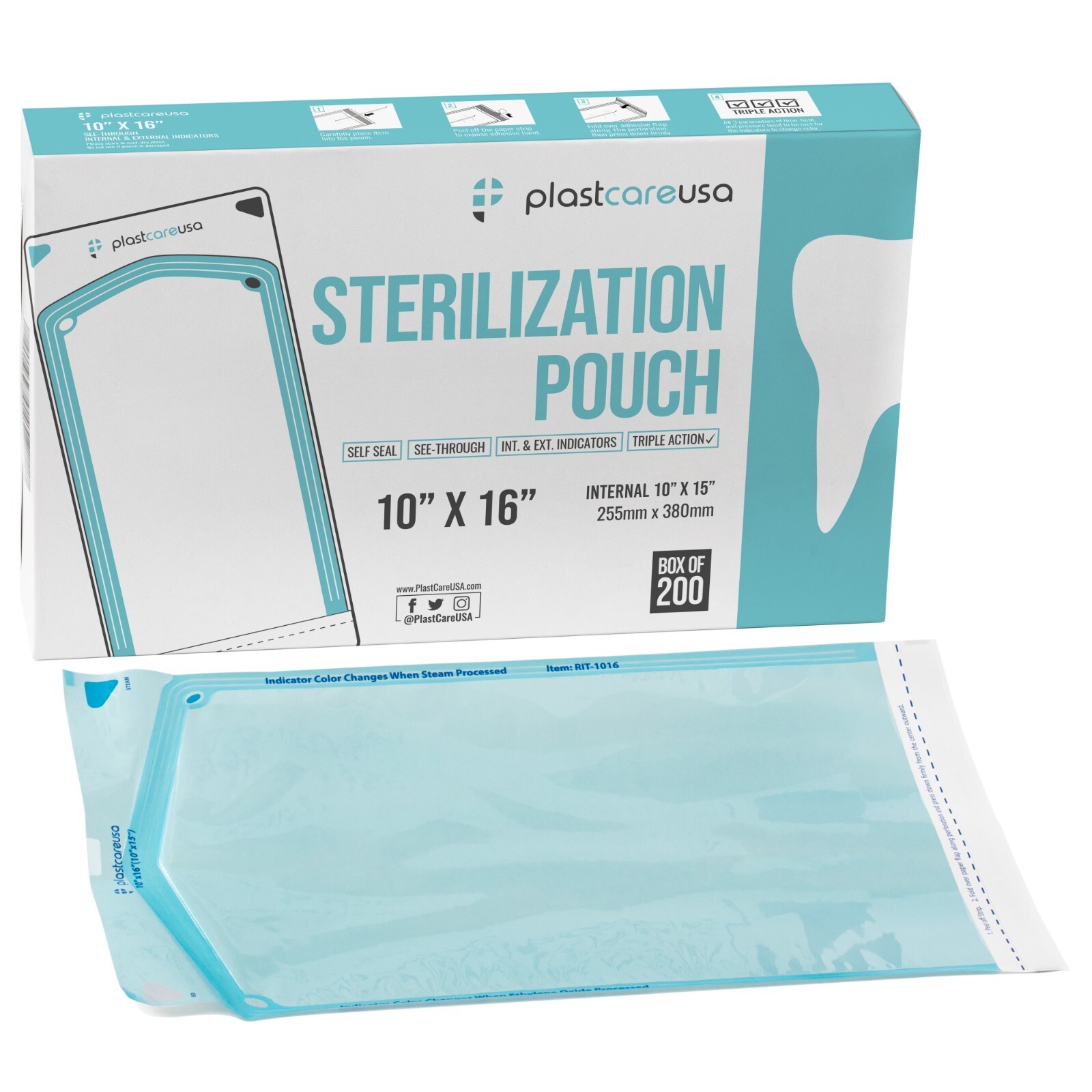 10″ x 16″ Self-Sealing Sterilization Pouches for Autoclave (Choose Quantity)