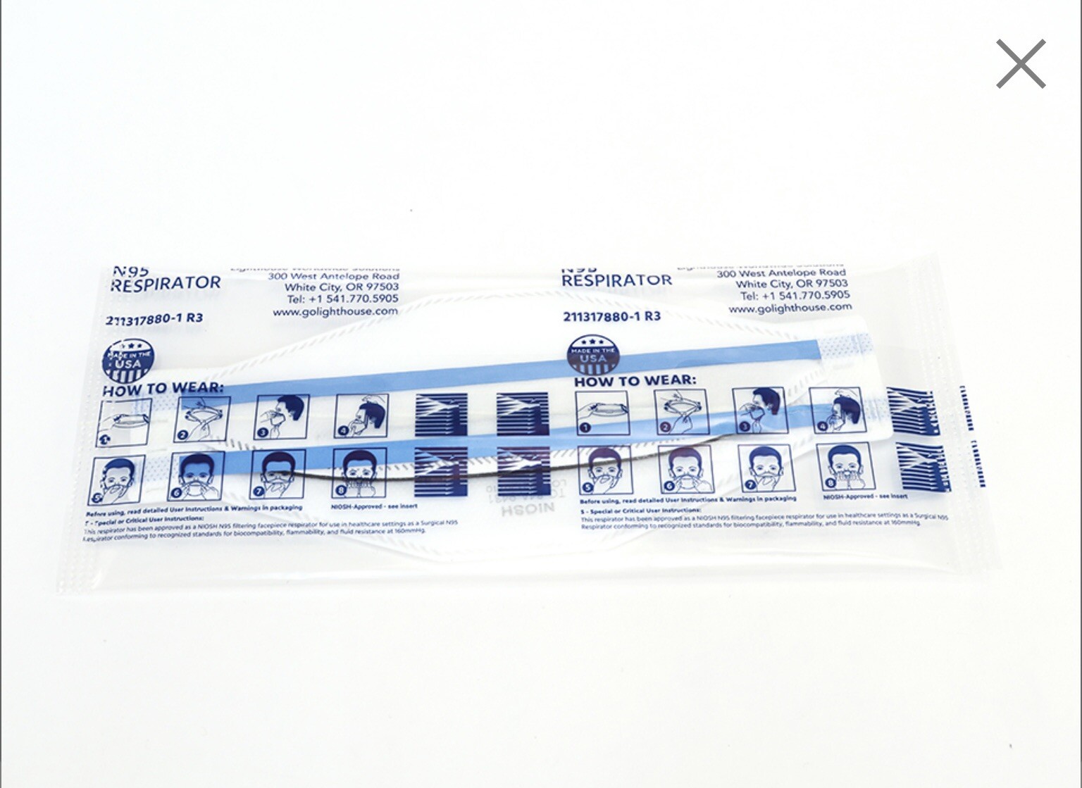 N95 FaceMask Respirator Individual Made In USA 50 PCS Sealed LightHouse SHIPFAST