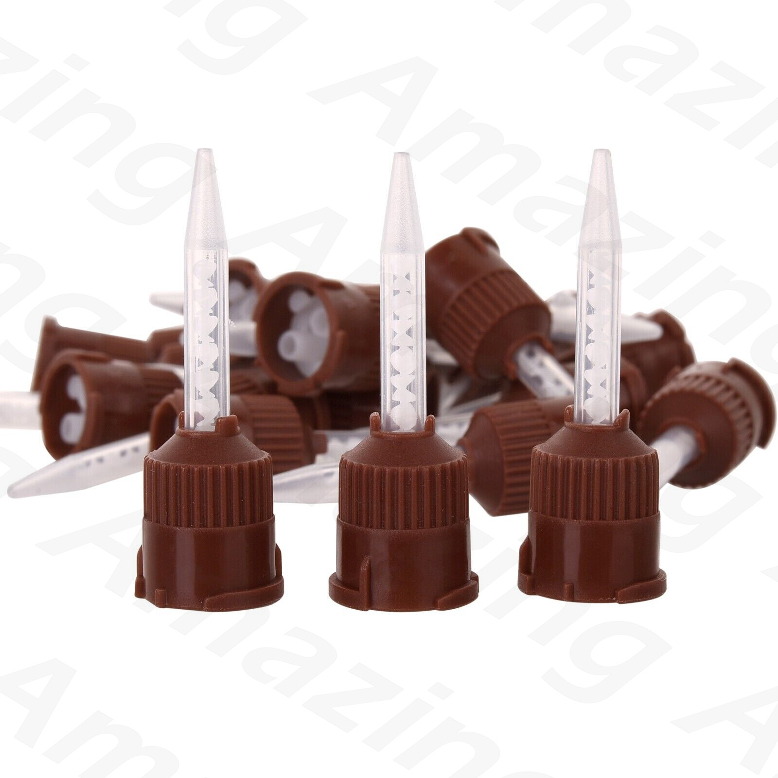 Dental Brown Short Temporary Cement HP Mixing Tips Impression 1:1 Ratio Static