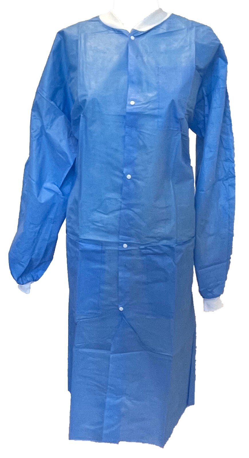Medical Disposable Lab Coat Gown Blue, Knee Length with 3 Pockets (10pcs/bag)