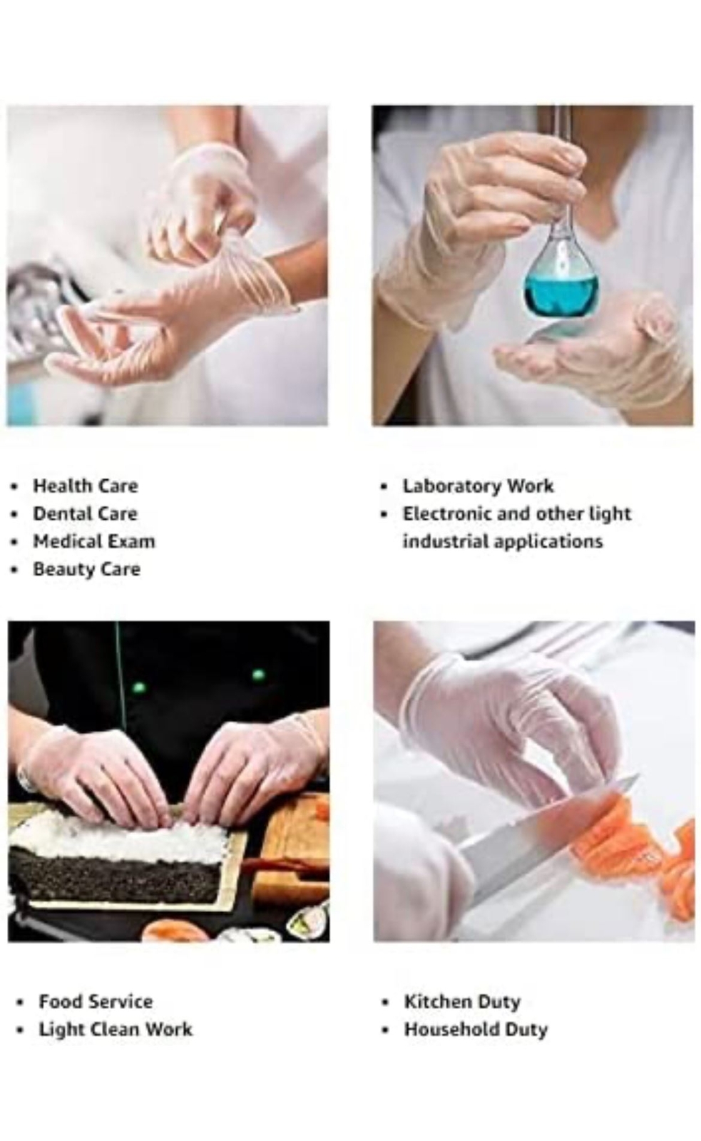 Case of 1000 Vinyl Gloves Synthetic Exam Latex Free Powder Free Protein Free