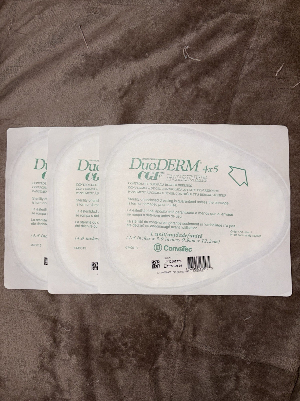 3× DuoDERM 4×5 CGF Border Dressing Exp 09/2027 – 4×5 Gel Formula Lot
