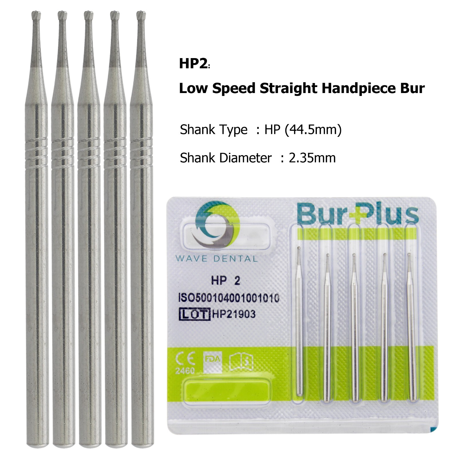 US Wave Dental Carbide Surgical Burs For Low Speed Straight Handpiece HP 44.5mm