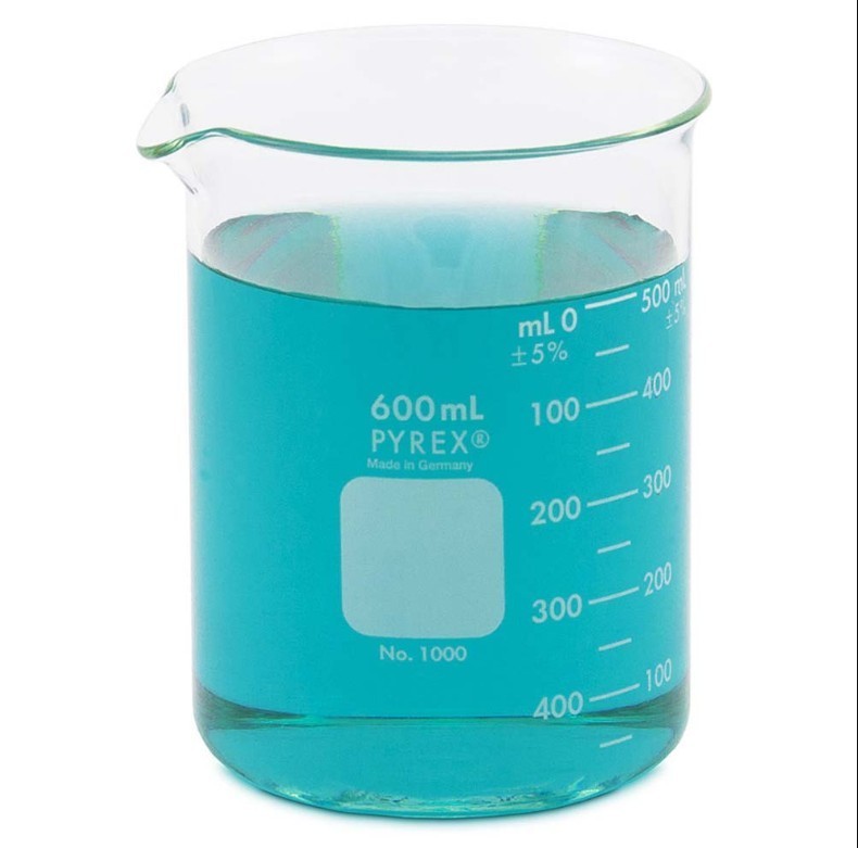 1003-600 Pyrex Heavy Duty Griffin Beaker 600mL Double Scale Graduated Pour Spout