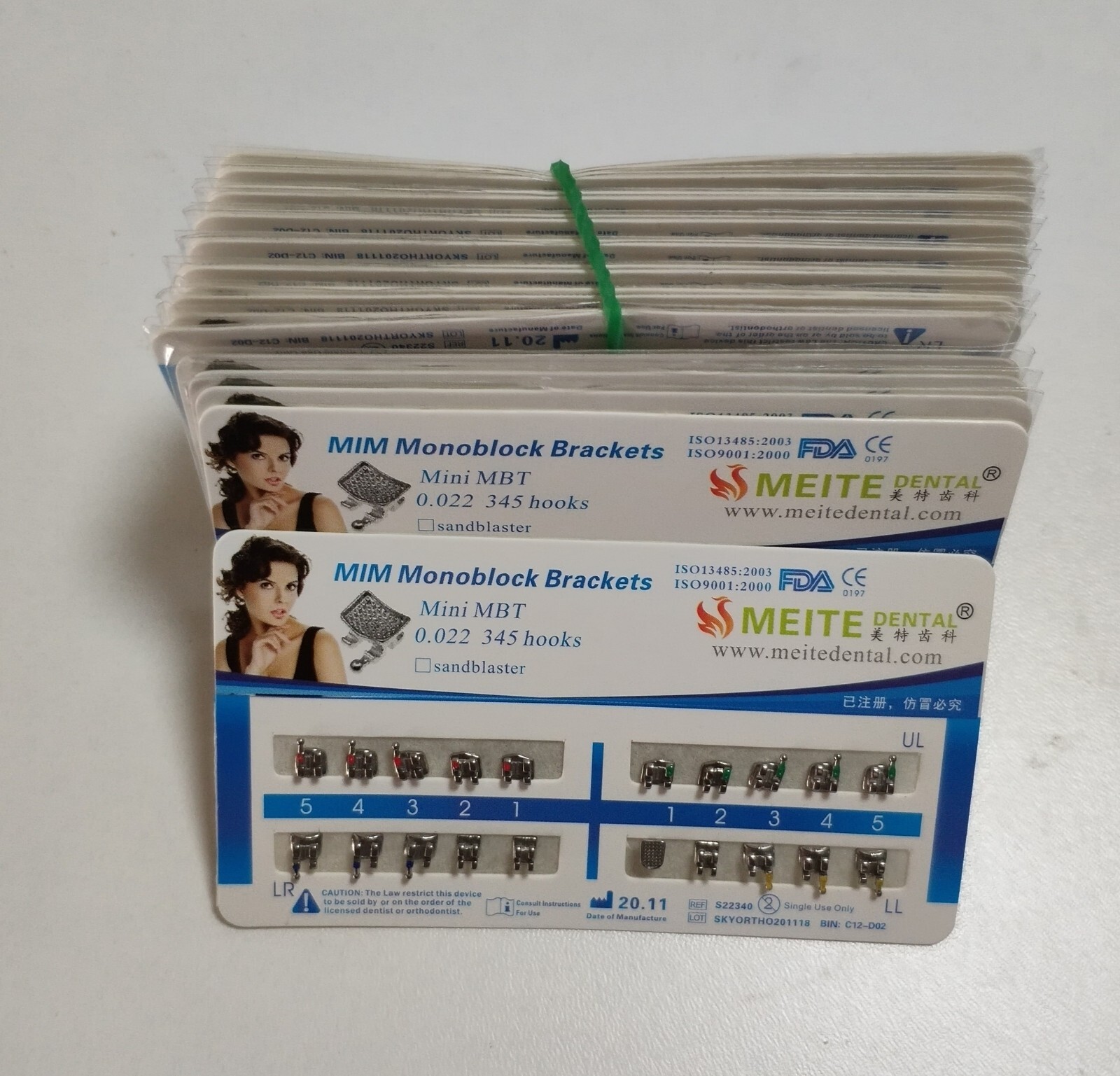 100 Sets Dental Orthodontics MIM Monoblock Metal Brackets Mini MBT 022 345 hooks