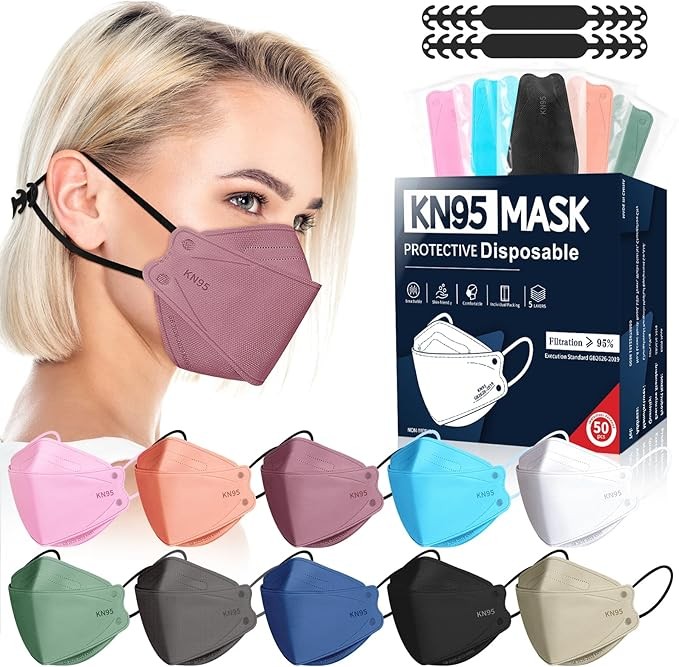 50 Pack Kn95 Face Masks 5 Layer Disposable Adults Dust Smoke Hospital, Free Ship