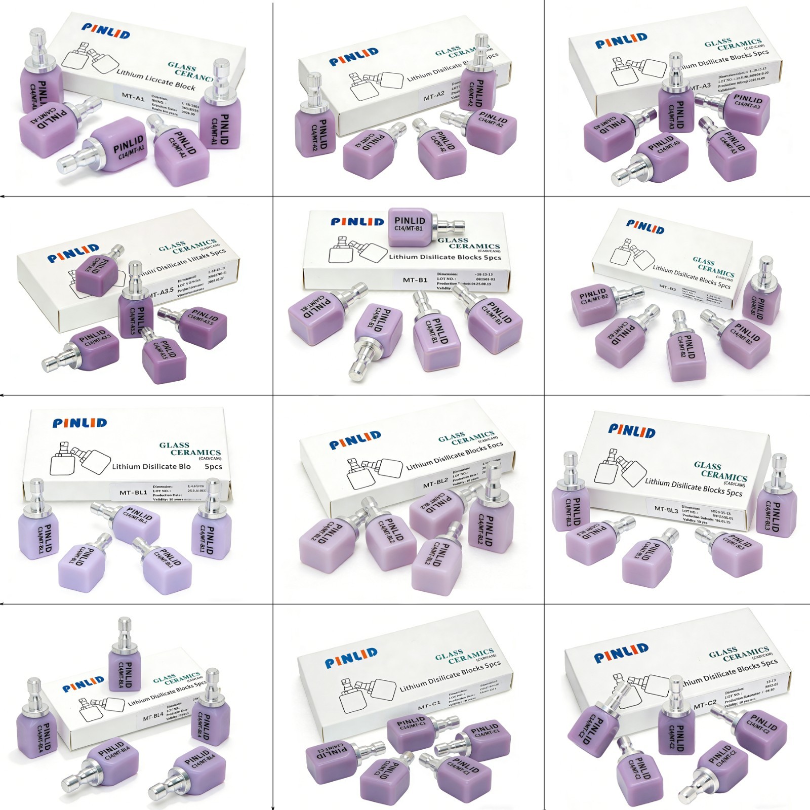 MT C14 Dental Emax CAD/CAM Glass Ceramic Blocks Lithium Disilicate CEREC Block