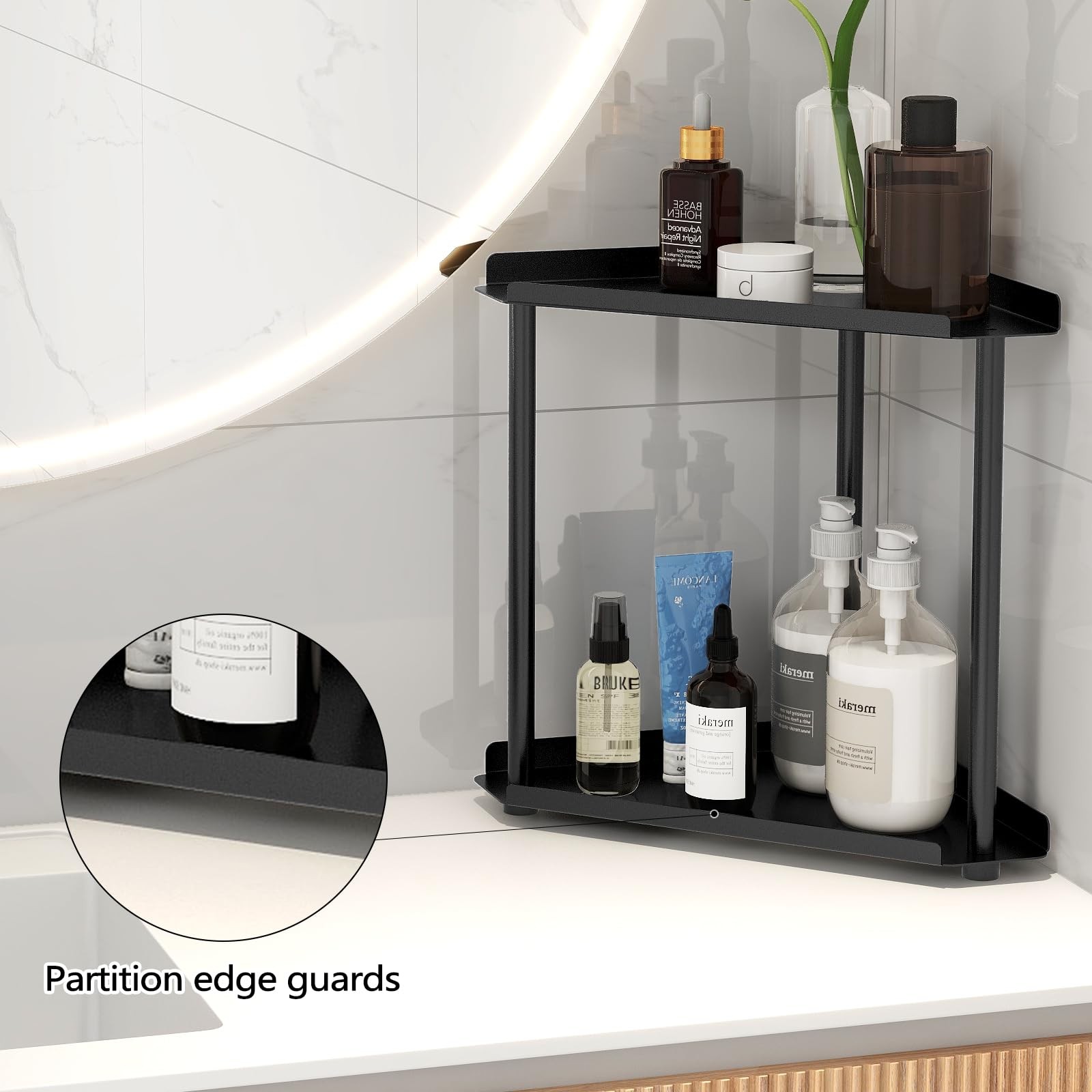 FLE Corner Bathroom Counter Organizer Shelf – Space-Saving Multi-Tier Storage