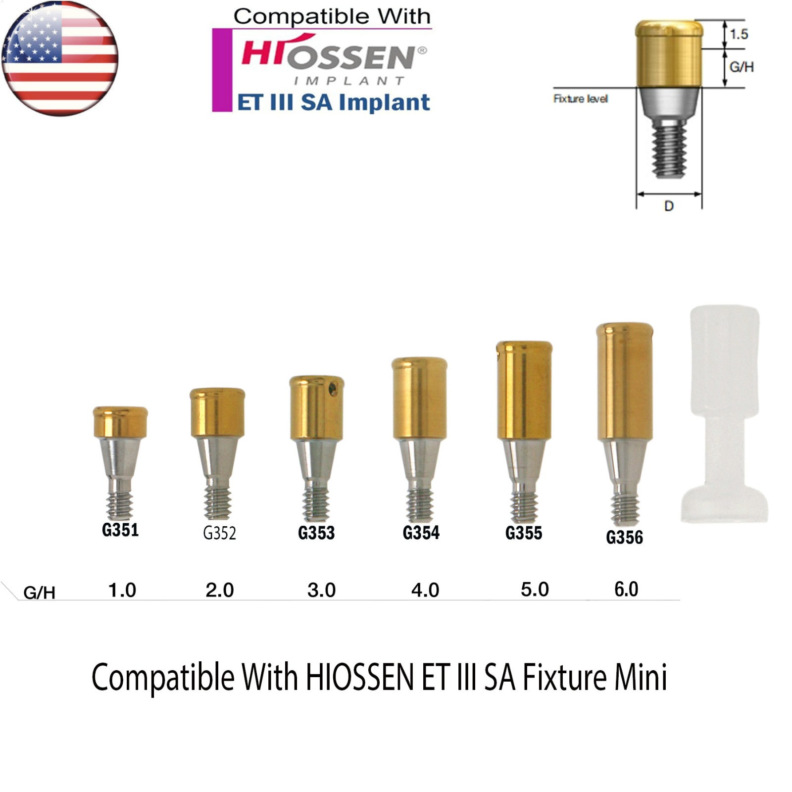 Dental Locator Abutment Attachment for Osstem Hiossen Mini Regular GH1/2/3/4/5/6