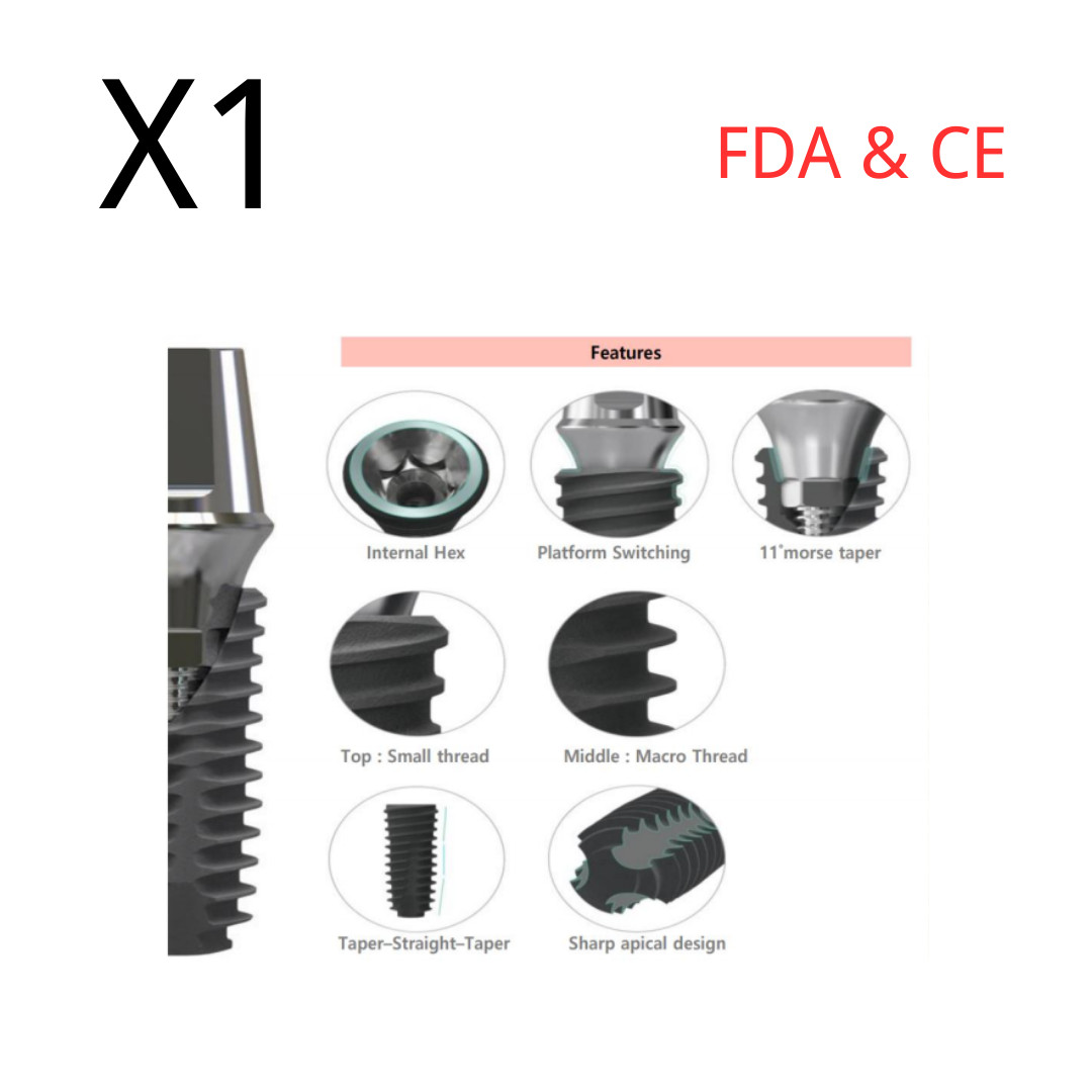 1pcs Cybermed Spiral Internal Hex Self Drilling Fixture for Dental Int Hex RP SP