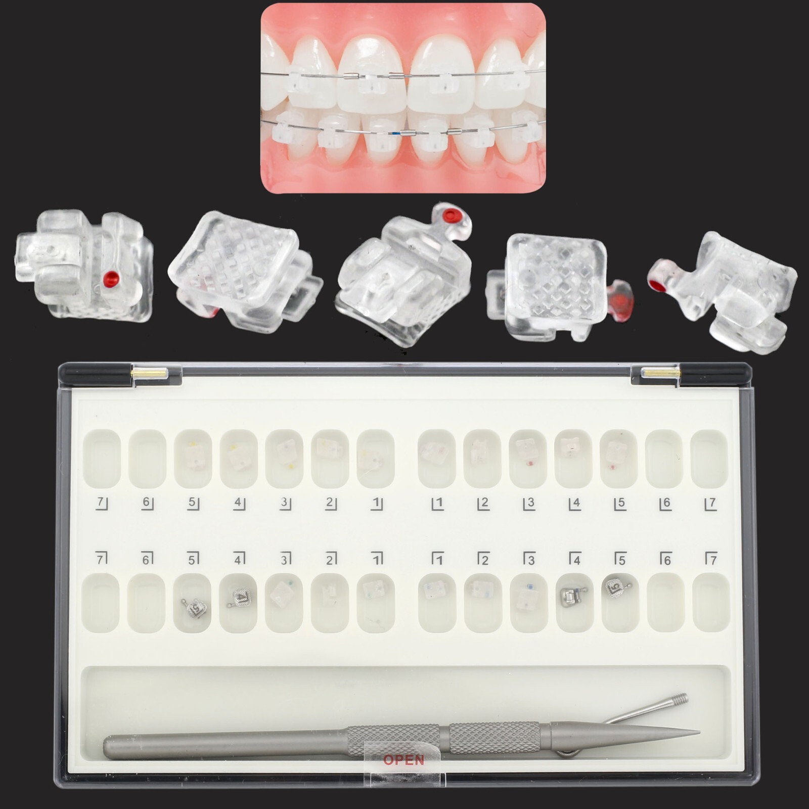 Dental Brackets Orthodontic Self Ligating Braces Metal Ceramic Roth MBT 022 345