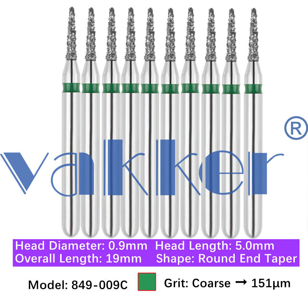 10pc/pk Dental FG Diamond Burs Round Long Round End Taper Diamond Bur 850 855