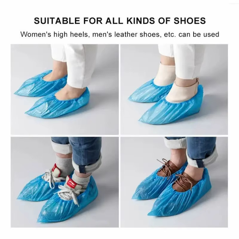100PCS Disposable Waterproof Shoe Cover Plastic Non-Slip Foot Cover Indoor PE Pa