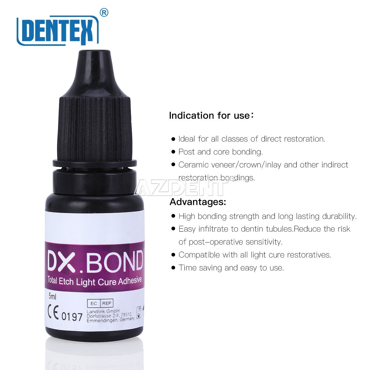 10X Dentex Dental Light Cure Dentin Enamel Bonding Resin Adhesive One Step 5mL