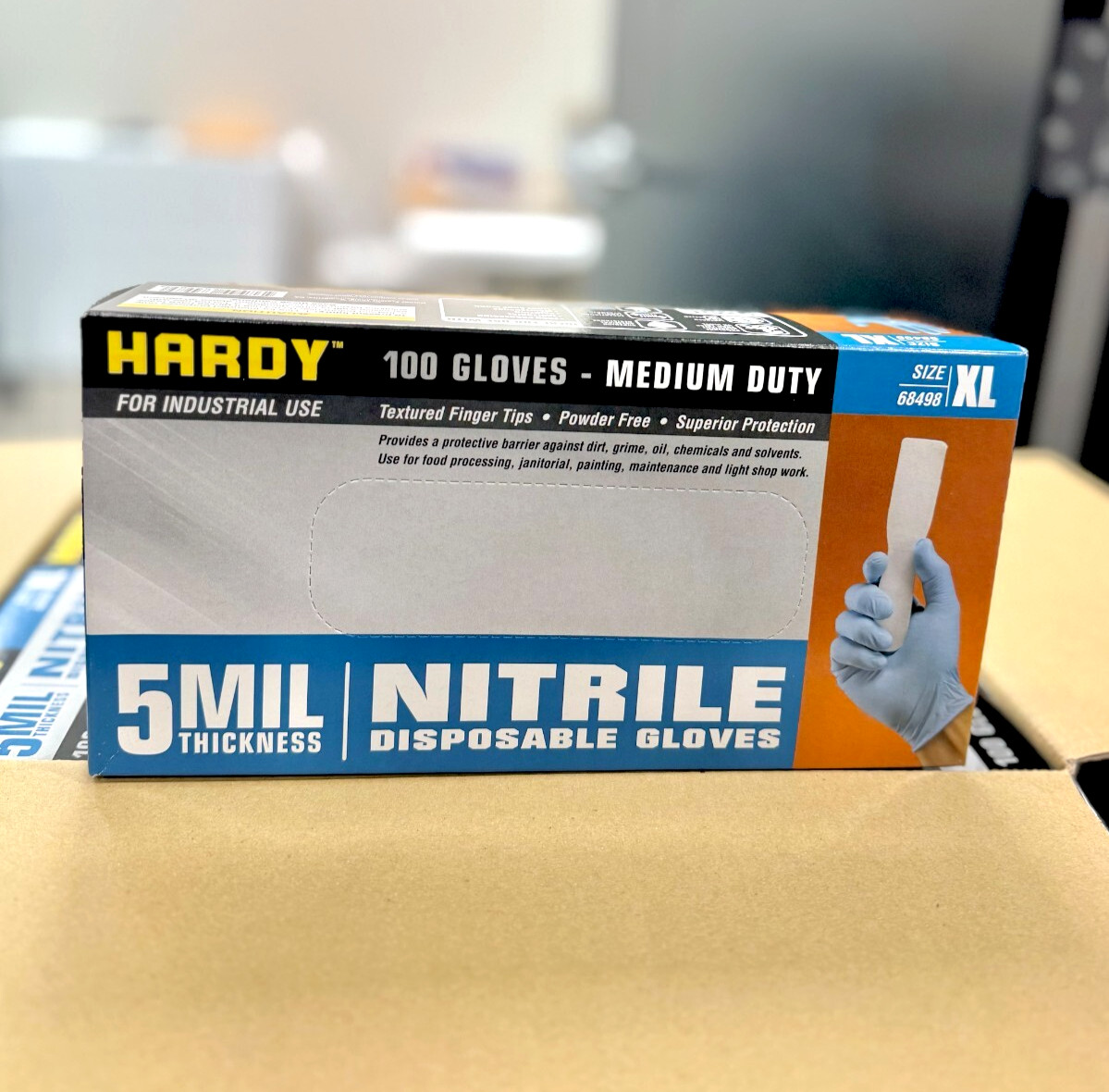 Hardy 68498 Nitrile Gloves (5MIL) MEDIUM DUTY CASE/10 BOXES (XL)