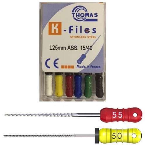 Thomas K-Files 25mm #55 6/Box Stainless Steel Square Blade