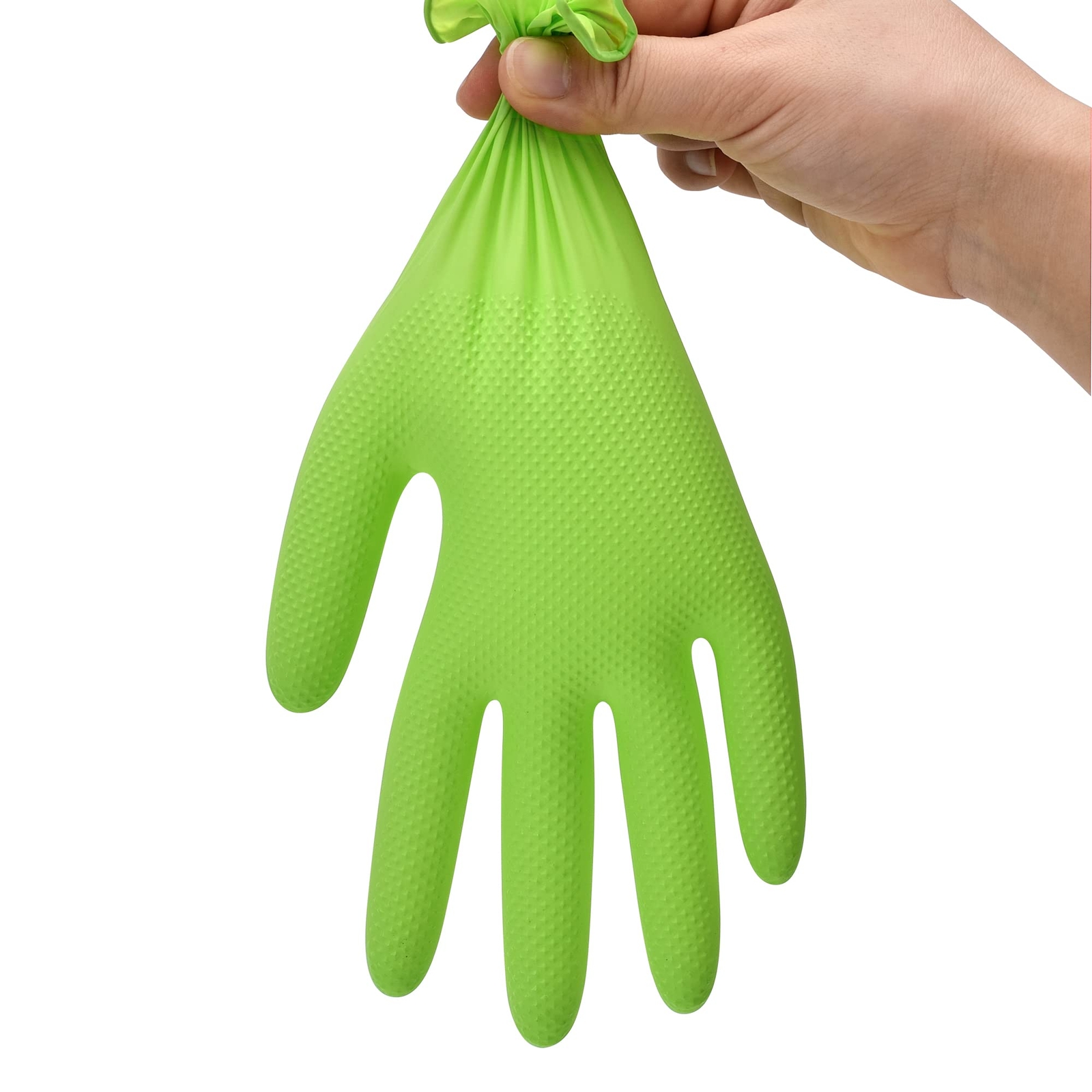 Thor Grip Heavy Duty Green Industrial Nitrile Gloves With Raised Diamond Texture