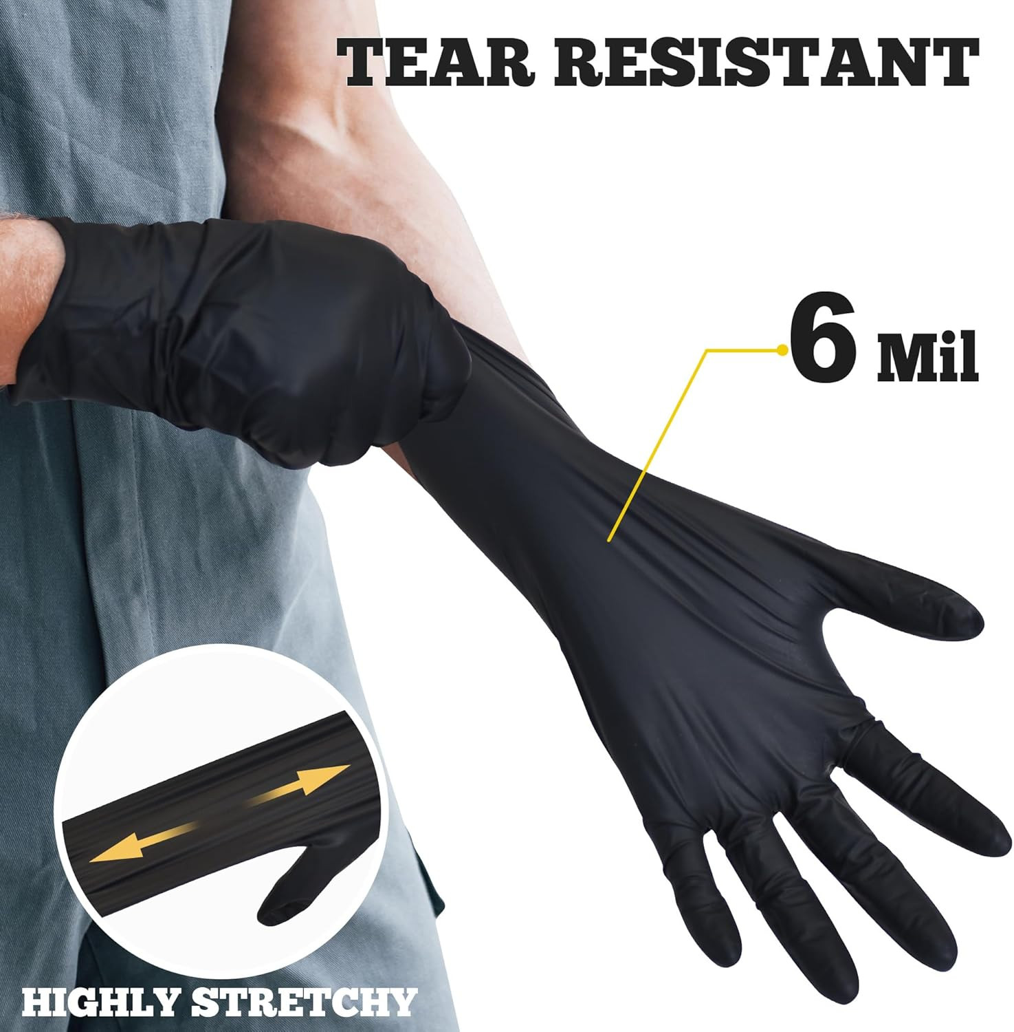 Titanflex Disposable Nitrile Exam Gloves, 6-Mil, Black, Heavy Duty, Latex Free,