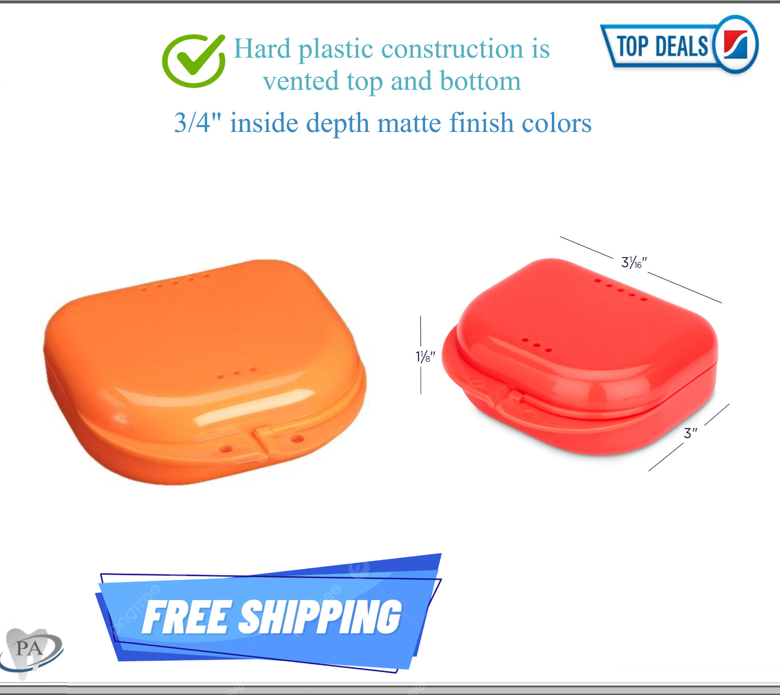 Dental Denture Box Retainer Box Carrier 4W x 2in x 2in Upto 200 Retainers/Case