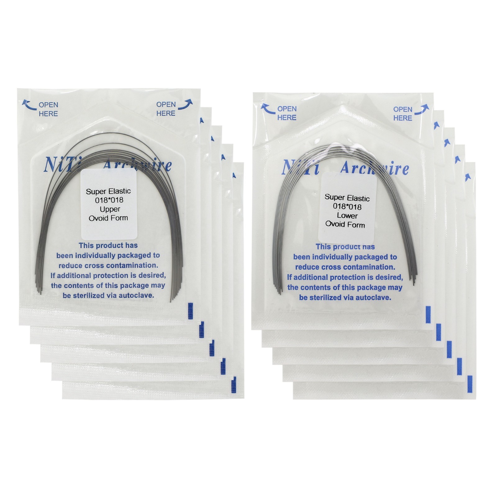 Dental Orthodontic Arch Wires Niti Stainless Steel Ovoid Natural Form 100pcs U/L