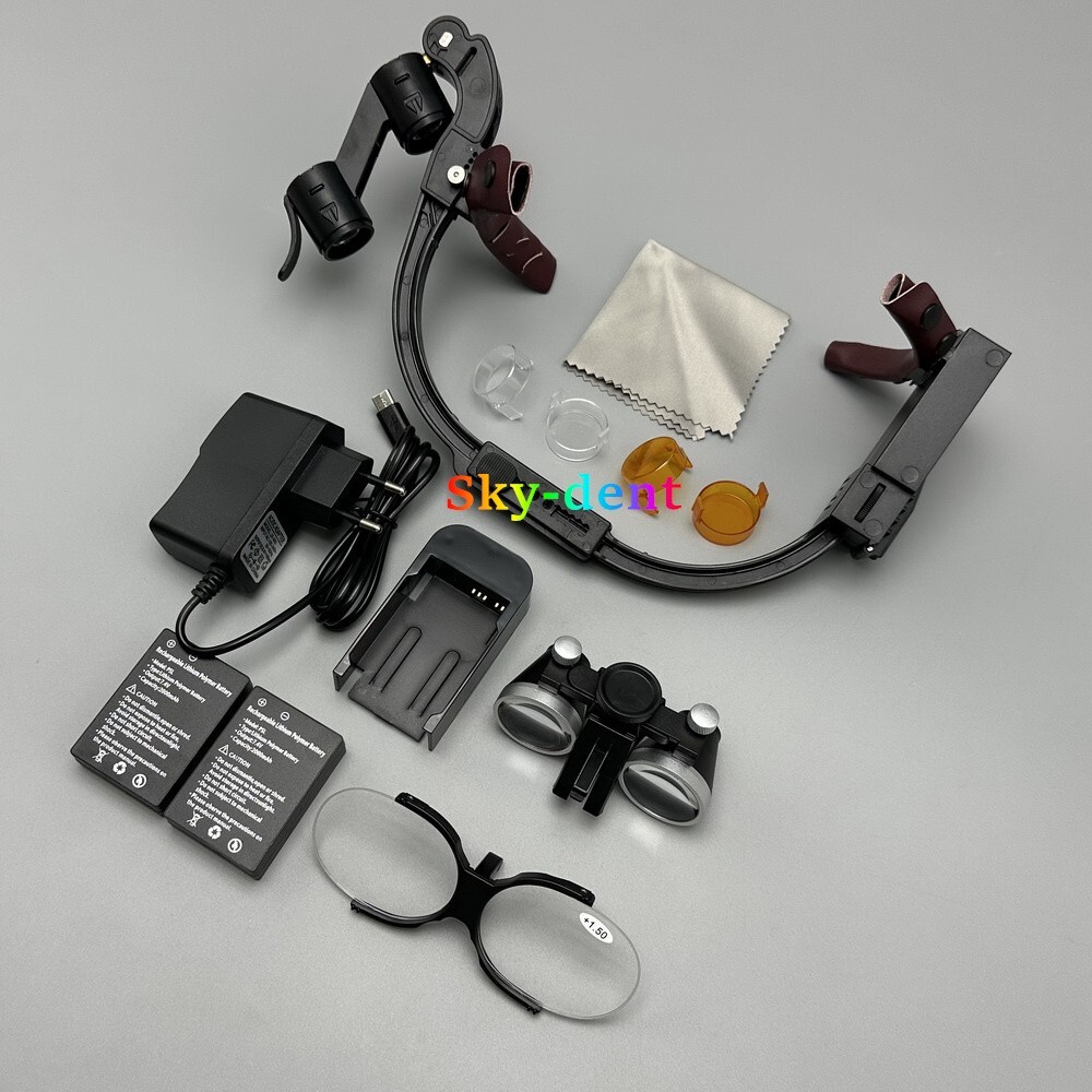 Dental Surgical Headlight 3.5X Magnification Binocular Loupes 5W LED US/EU Plug