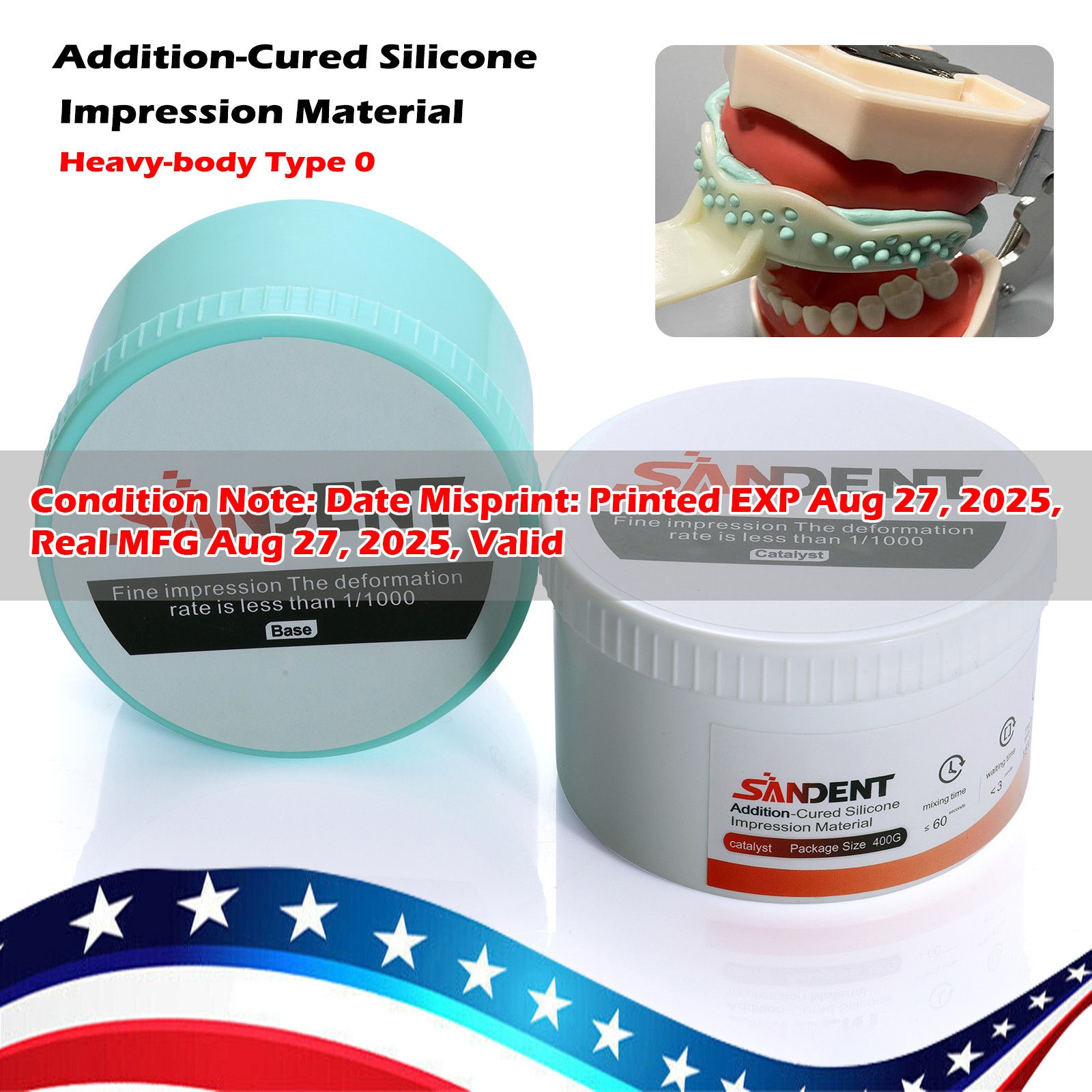 1-10*Dental Putty Fast Set Impression Material 400g Base+400g Catalyst