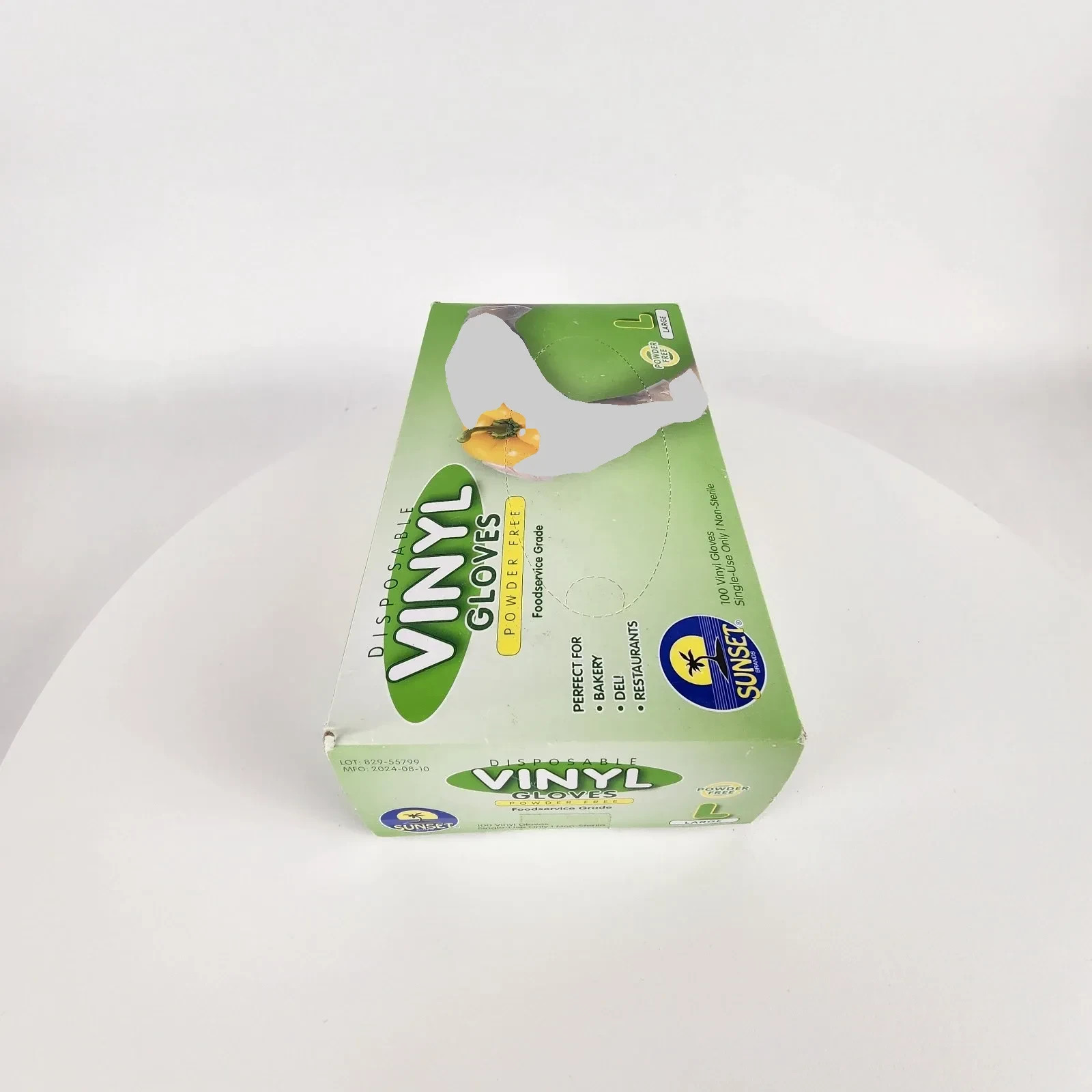 100 Sunset Vinyl Gloves Powder-Free Food service Disposable Latex Nitrile Free L